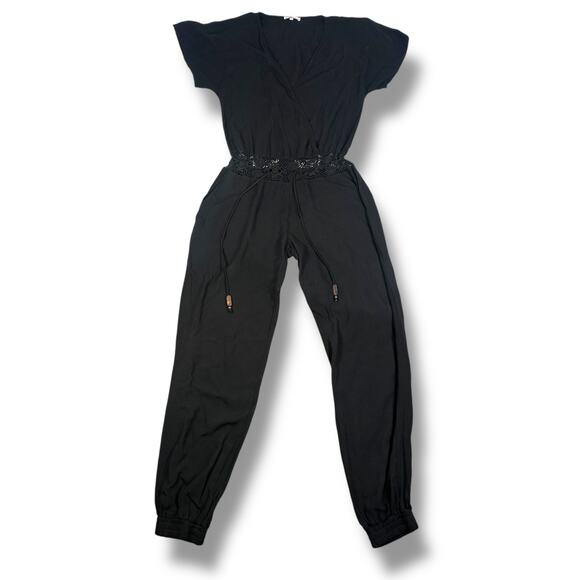 MiJo by Michelle Jonas One-Piece Jumpsuit Women’s Petites P Black 100% Rayon - Picture 1 of 12